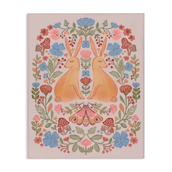 Stupell Industries Autumnal Folk Rabbits Canvas Wall Art Design by Nina Muis Surface Design {1}