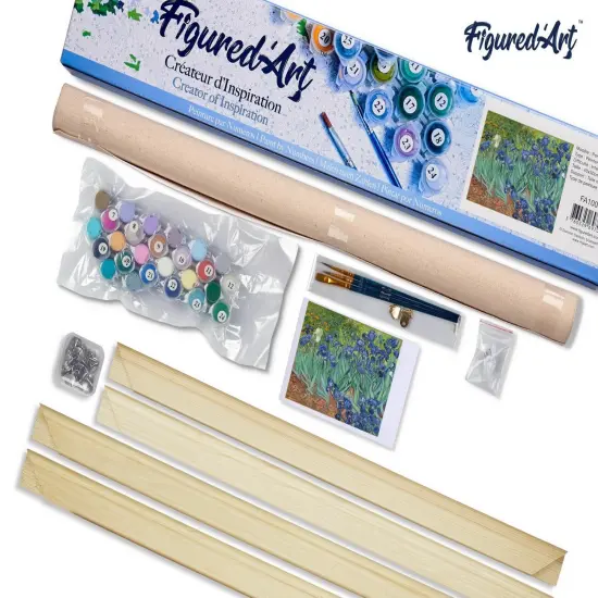 Figured'Art Paint by Numbers Kit for Adults Van Gogh Iris 16"x20" - Craft Art Painting Rolled Canvas with DIY wooden frame {5}