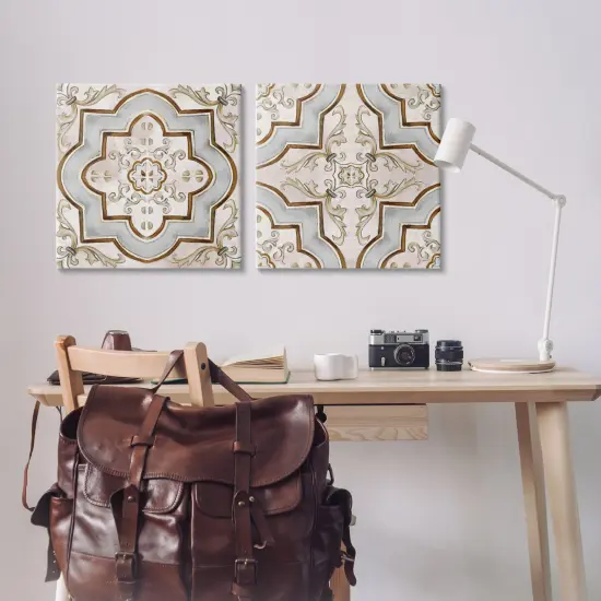 Stupell Industries Moroccan Tile in Neutrals 2pc Canvas Wall Art Set Design by Irena Orlov {2}