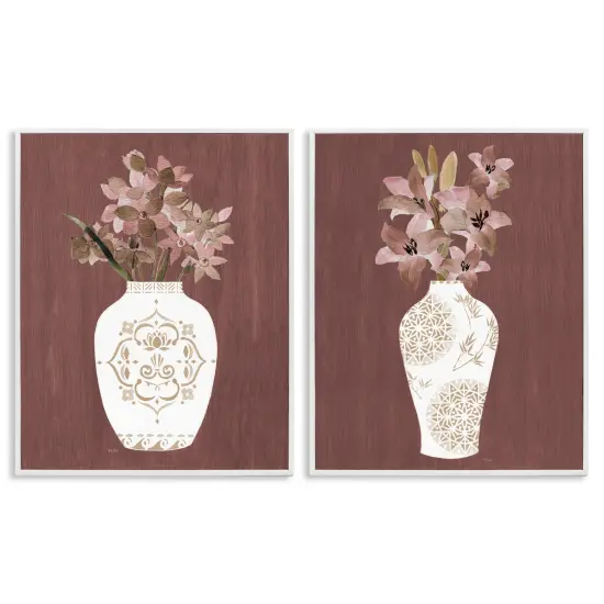 Stupell Industries Rustic Boho Bouquets 2pc Framed Giclee Wall Art Set Design by Janet Tava {1}