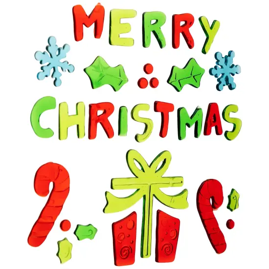 Northlight 31-Piece Red and Green "Merry Christmas" Gel Christmas Window Clings {4}
