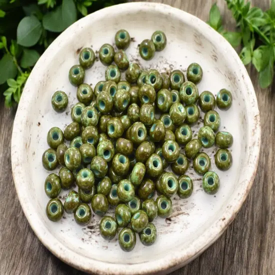 50G Turquoise Picasso Czech 2/0 Seed Beads {2}