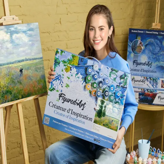 Figured'Art Paint by Numbers Kit for Adults with Frame Monet Field of Poppies 16"x20" - Craft Art Painting DIY Kit Canvas Already Stretched on a Wooden Frame {2}