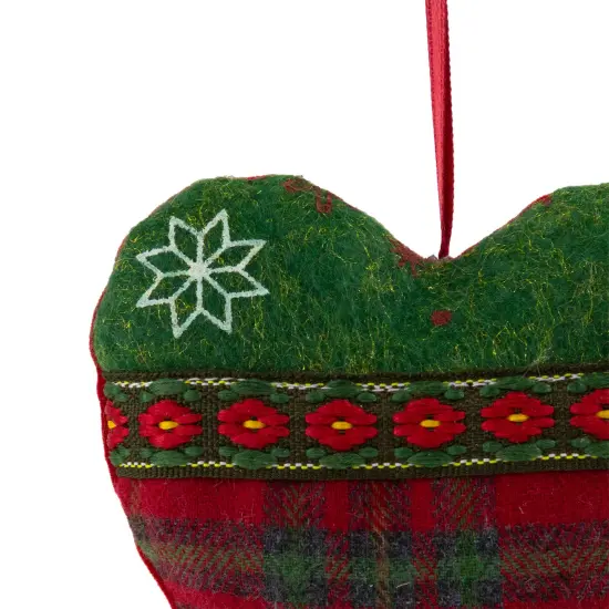 Northlight Plaid Heart, Tree and Star Christmas Ornaments - 5" - Red and Green - Set of 3 {7}
