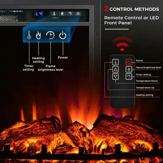26 Inch Recessed Electric Fireplace heater with Remote Control {4}
