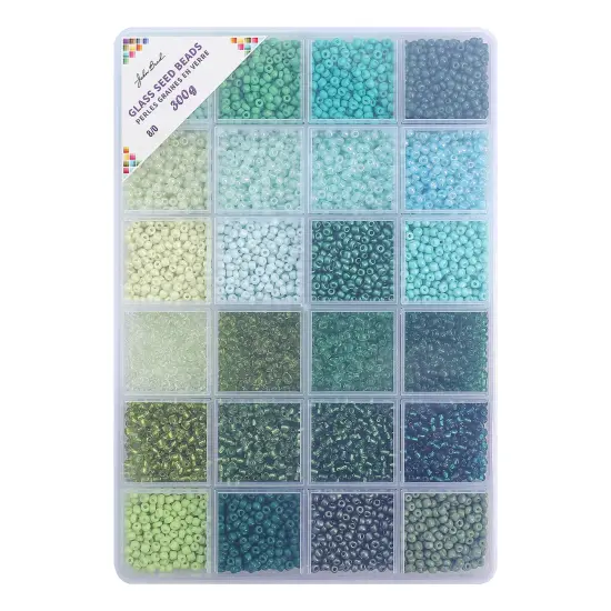 John Bead 12500pcs Assorted 24 Colors Glass Seed Beads 8/0 Jewelry Making Bead Box Green Palette {4}