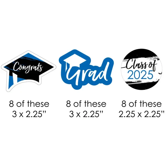 Big Dot of Happiness Blue 2025 Graduation Paper Straw Decor - Party Striped Decorative Straws - Set of 24 {3}