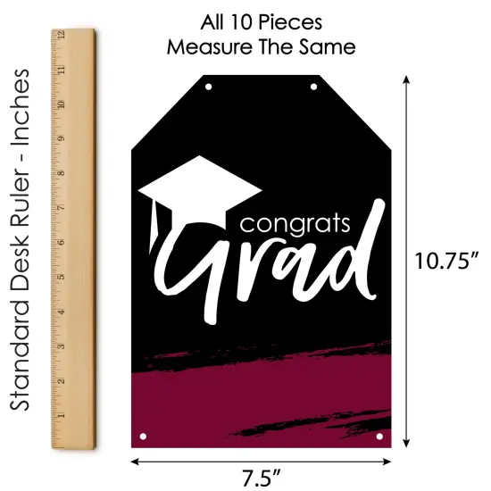 Big Dot of Happiness Maroon Grad - Best is Yet to Come - Hanging Vertical Paper Door Banners - 2025 Burgundy Party Wall Decor Kit - Indoor Door Decor {7}
