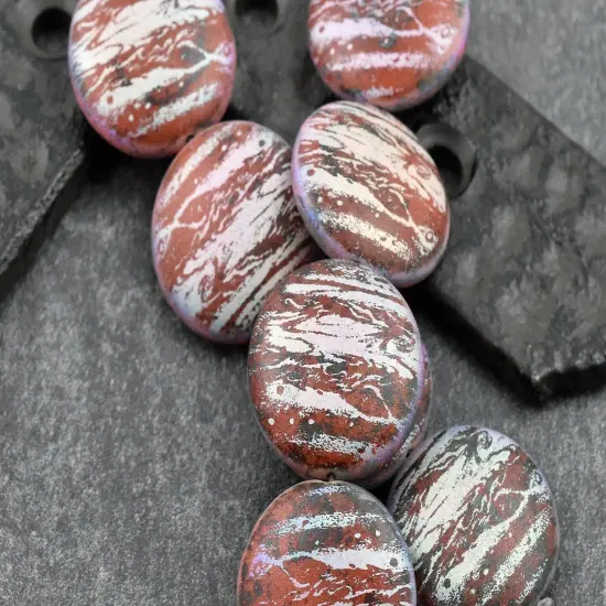 *4* 20mm Satin Matte Red AB Laser Tattoo Lentil Beads {4}