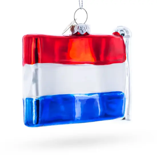 Waving Flag of Netherlands Glass Christmas Ornament {4}