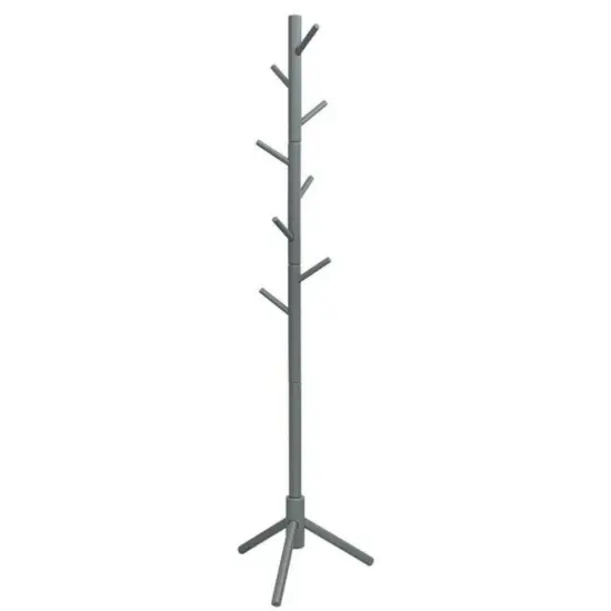 Heights Adjustable Wooden Coat Rack with 8 Hooks Grey {4}