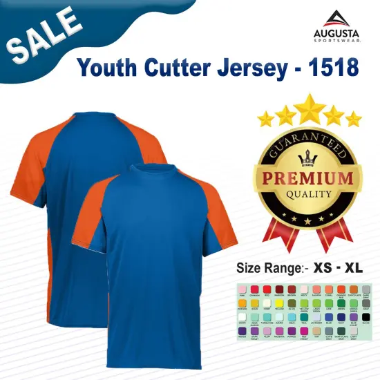 Augusta Sportswear&reg; Youth Cutter Jersey COLUM BLU/ NAVY {2}