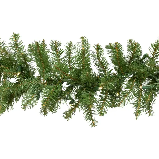 Northlight Pre-Lit Northern Pine Artificial Christmas Garland - 9' x 10" - Warm White LED Lights Green {5}