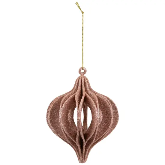 Northlight Champagne Pink Open Cut Glitter Onion Shatterproof Christmas Ornament 5" (127mm) Gold {3}