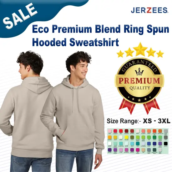JERZEES&reg; Eco Premium Blend Ring-Spun Hooded Sweatshirt Sweet cream heather {2}