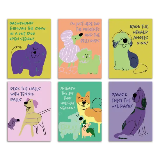 Funny Dog Lover Christmas Greeting Cards Boxed Set of 24 Holiday Notecards Featuring 6 Adorable and Kid-Friendly Designs, Perfect for Pet Owners and Canine Fans {1}