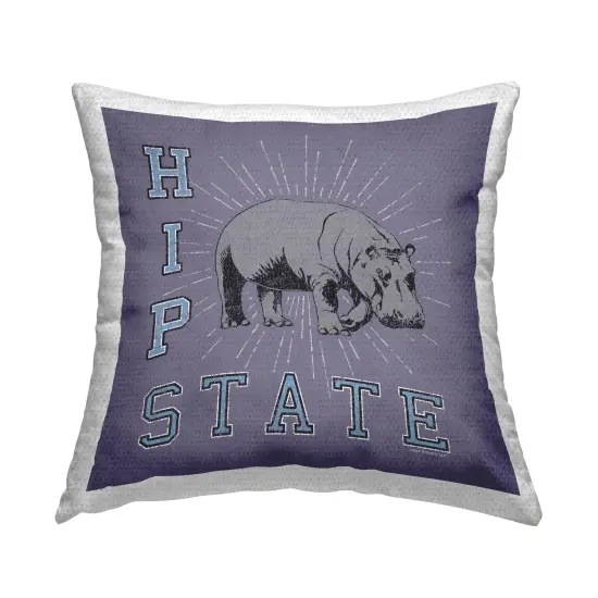 Vintage Hippo State Outdoor Printed Pillow Design by Spirit Animals/Life Is High, 18 x 7 x 18 {1}