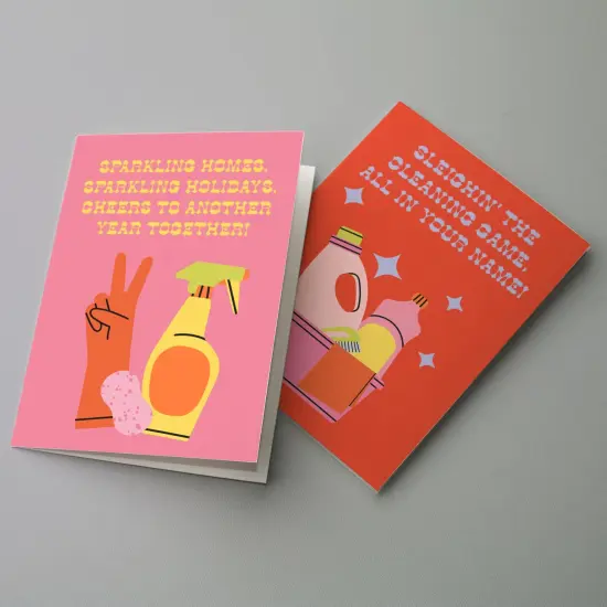 Cleaning-Themed Christmas Greeting Cards Boxed Set of 24 Holiday Notecards Featuring Funny Designs, Perfect for Cleaners, Housekeepers, and Janitorial Professionals {4}