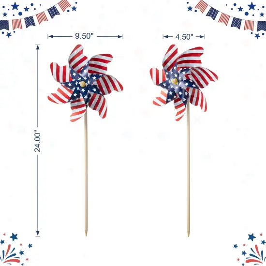 24"H Set of 12 Plastic Stars&Stripes Patriotic/ Americana Windmills {6}