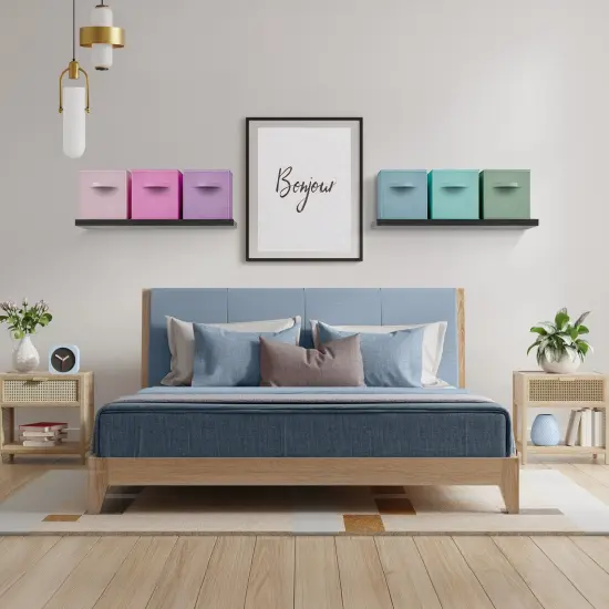 Sorbus Large 13" Storage Bins - 12 Pack Sturdy Collapsible Fabric Storage Cubes with Handle Rainbow pastel {10}