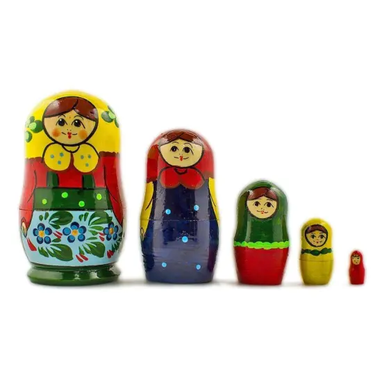 Set of 5 Yellow Scarf Nesting Dolls 4 Inches {1}