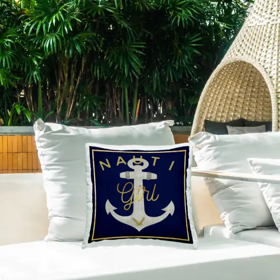 Nauti Girl with Anchor Outdoor Printed Pillow Design by Graffitee Studios, 18 x 7 x 18 {2}