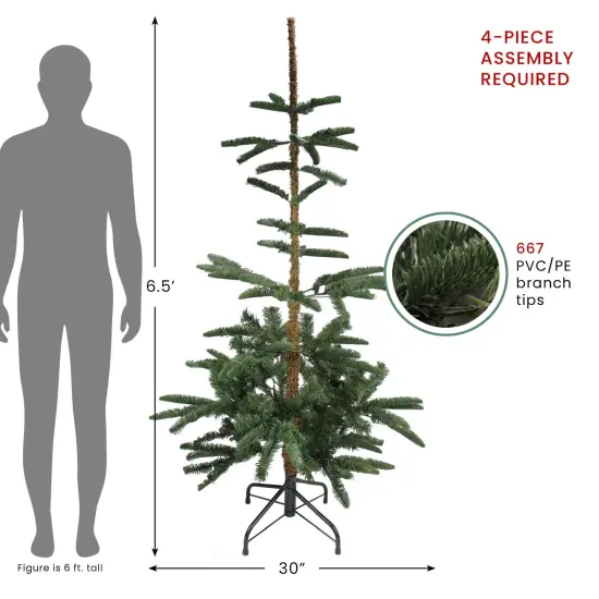 Northlight Real Touch™️ Slim Nordmann Fir Layered Artificial Christmas Tree - 6.5' - Unlit Green {5}