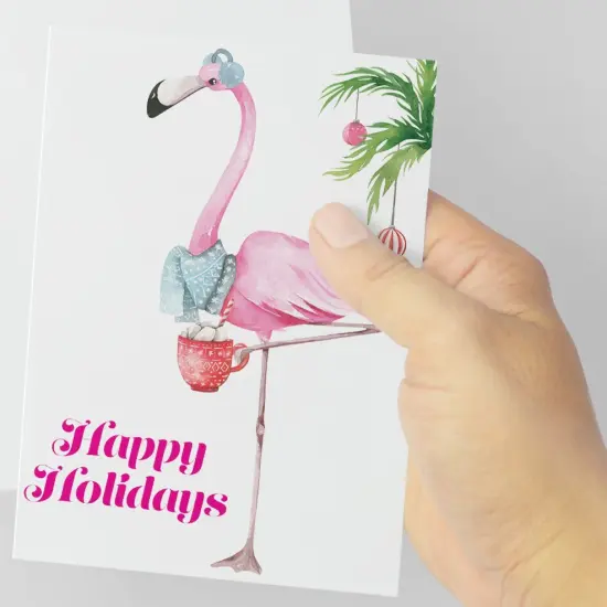 Pink Flamingo Christmas Greeting Cards Boxed Set &ndash; 24 Holiday Notecards with Envelopes, Happy Holidays Bulk Pack for Tropical-Themed Festivities {6}