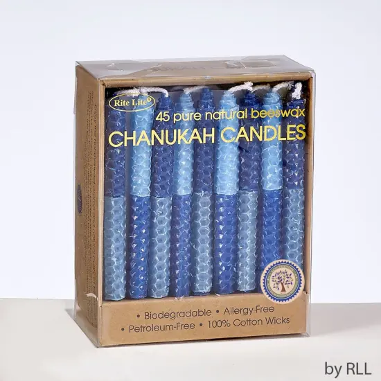 Rite Lite Two-Tone Honeycomb Beeswax Hanukkah Candles - 4" - Blue - 45ct {1}