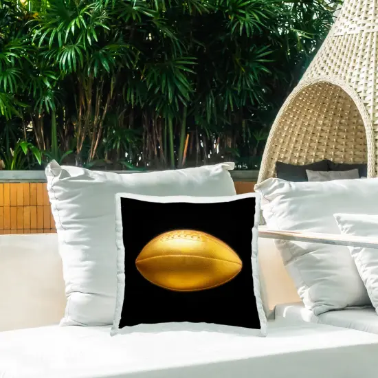 Gold Designer Football Outdoor Printed Pillow Design by Graffitee Studios, 18 x 7 x 18 {2}