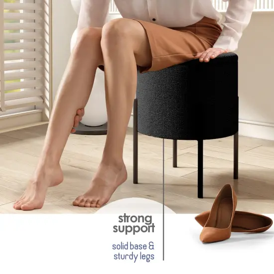 StorageBud Round Ottoman with Storage Black {5}