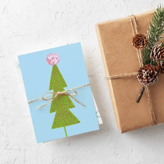 Modern Disco Christmas Greeting Cards Boxed Set of 24 Holiday Notecards Featuring 6 Stylish and Fun Designs with Disco Balls and Retro Vibes {2}