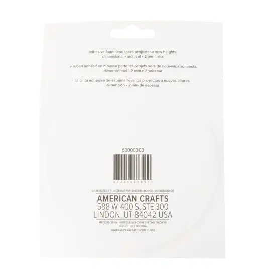 Sticky Thumb Double-Sided Foam Tape 3.94 Yards-White, 2"X2mm - 1 Roll 60000303 By American Crafts {3}