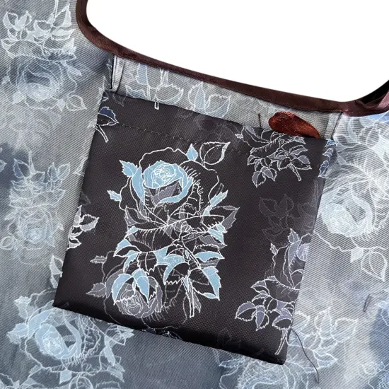 Wrapables Foldable Tote Nylon Reusable Grocery Bag (Set of 2), Black Rose Shadow {5}