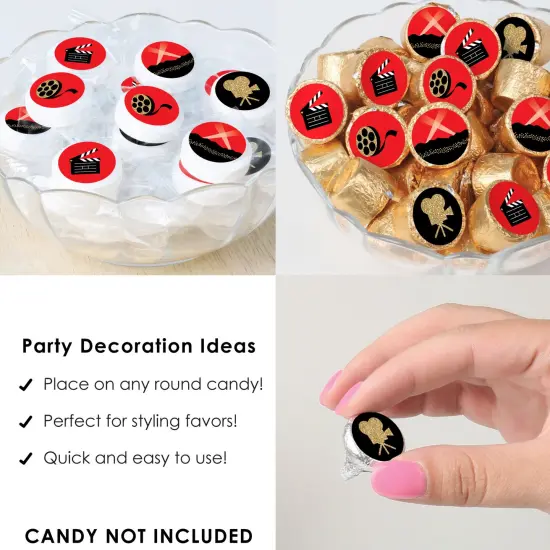 Big Dot of Happiness Red Carpet - Movie Night Party Small Round Candy Stickers - Party Favor Labels - 324 Count {6}