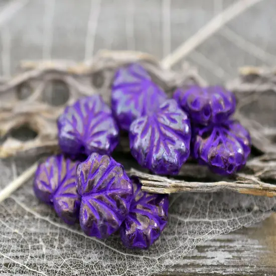 *20* 11x13mm Purple Washed Crystal Maple Leaf Beads {4}