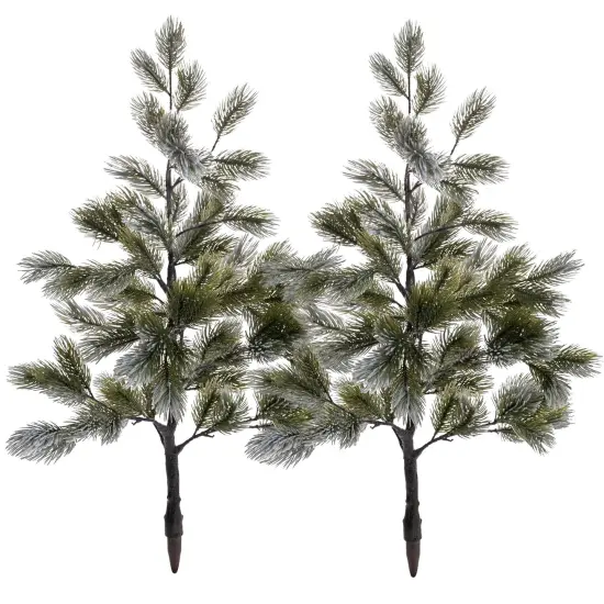 38&rdquo; Flocked Christmas Artificial Trees Snowed Faux Pine Cones UV-Resistant Indoor Outdoor DIY Xmas Home Decoration, 2pcs {1}