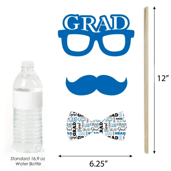 Big Dot of Happiness Blue 2025 Graduation Party Photo Booth Props Kit - 20 Count {7}