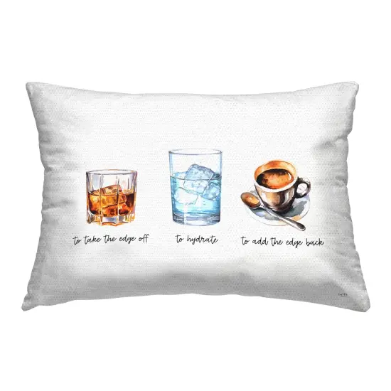 Funny Whiskey & Coffee Outdoor Printed Pillow Design by Lux + Me Designs, 14 x 7 x 20 {1}