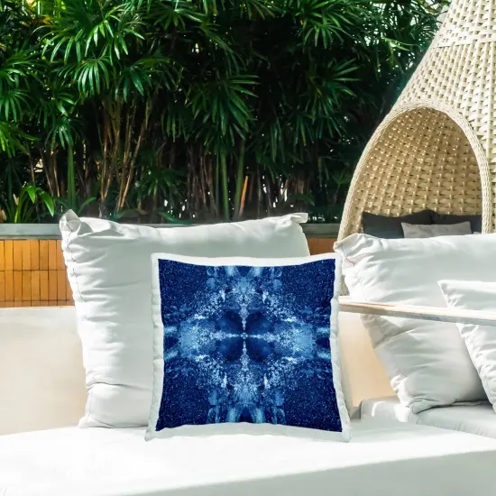 Blue Detailed Symmetry Outdoor Printed Pillow Design by Elspeth Helen Meabank Perkin, 18 x 7 x 18 {2}