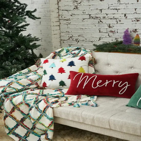 50" x 60" Mimi Winter Cotton Woven Throw Blanket with Fringe, All Seasons Decor {4}