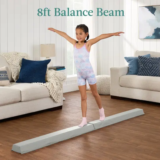 Best Choice Products 10ftx4ftx2in Folding Gym Mat 4-Panel w/ Carrying Handles & Folding Balance Beam Gray w/Beam {3}