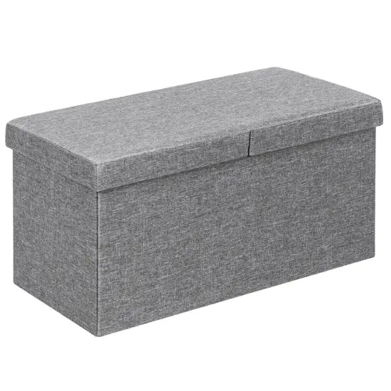 30 Inch Folding Storage Ottoman with Lift Top Dark Grey {8}