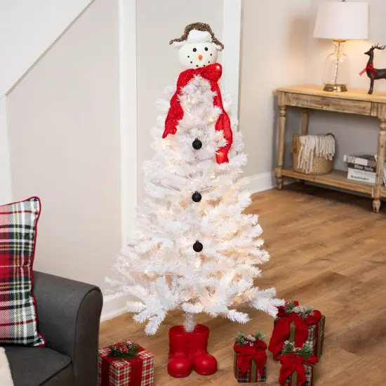 Northlight Pre-lit Snowman Medium Artificial Christmas Tree - 4&rsquo; - Clear Lights White {1}