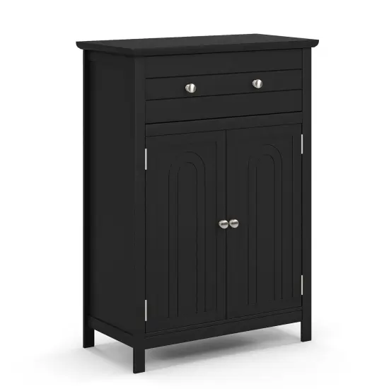 2-Door Freestanding Bathroom Cabinet with Drawer and Adjustable Shelf Grey {8}