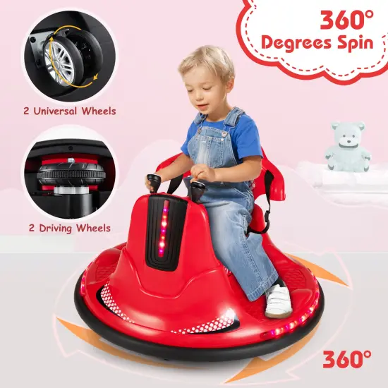 12V Kids Ride On Bumper Car with Remote Control Lights and Music Red {5}