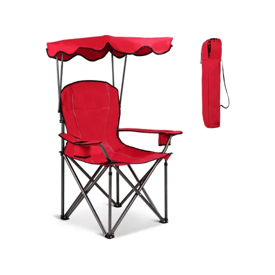 Portable Folding Beach Canopy Chair with Cup Holders Blue {8}