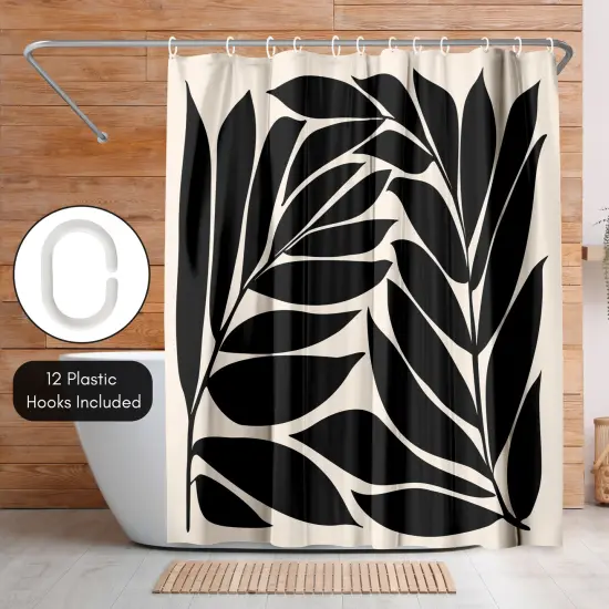 Black Seagrass Shapes by Modern Tropical Shower Curtain 71" x 74" {5}