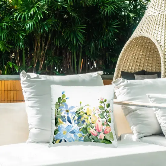 Leafy Spring Blooms Outdoor Printed Pillow Design by Kim Allen, 18 x 7 x 18 {2}