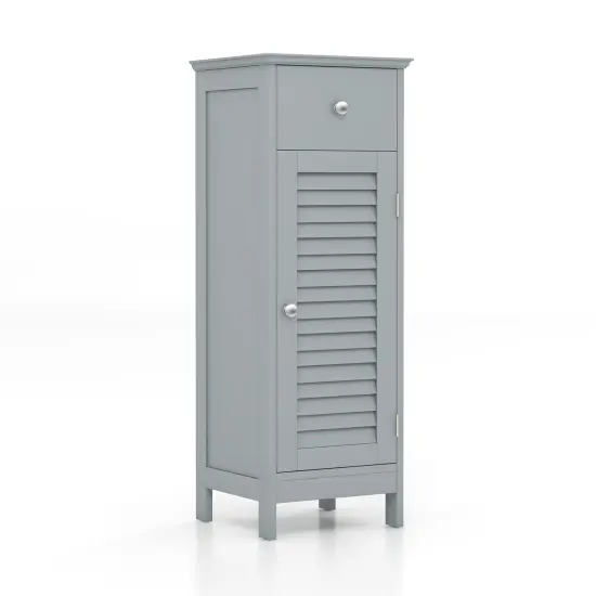 MDF Freestanding Bathroom Cabinet with Adjustable Shelf, Drawer and Shutter Door White {7}